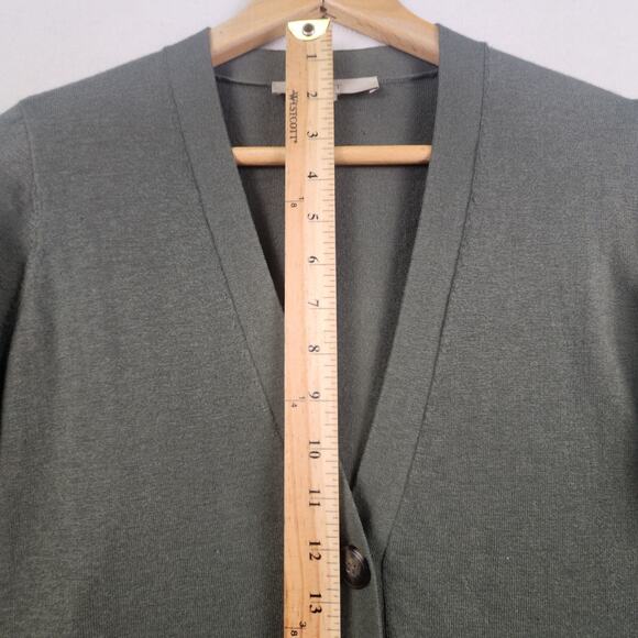 LOFT Cardigan Sweater Women M Olive Green Button Front Long Sleeve - Picture 6 of 10